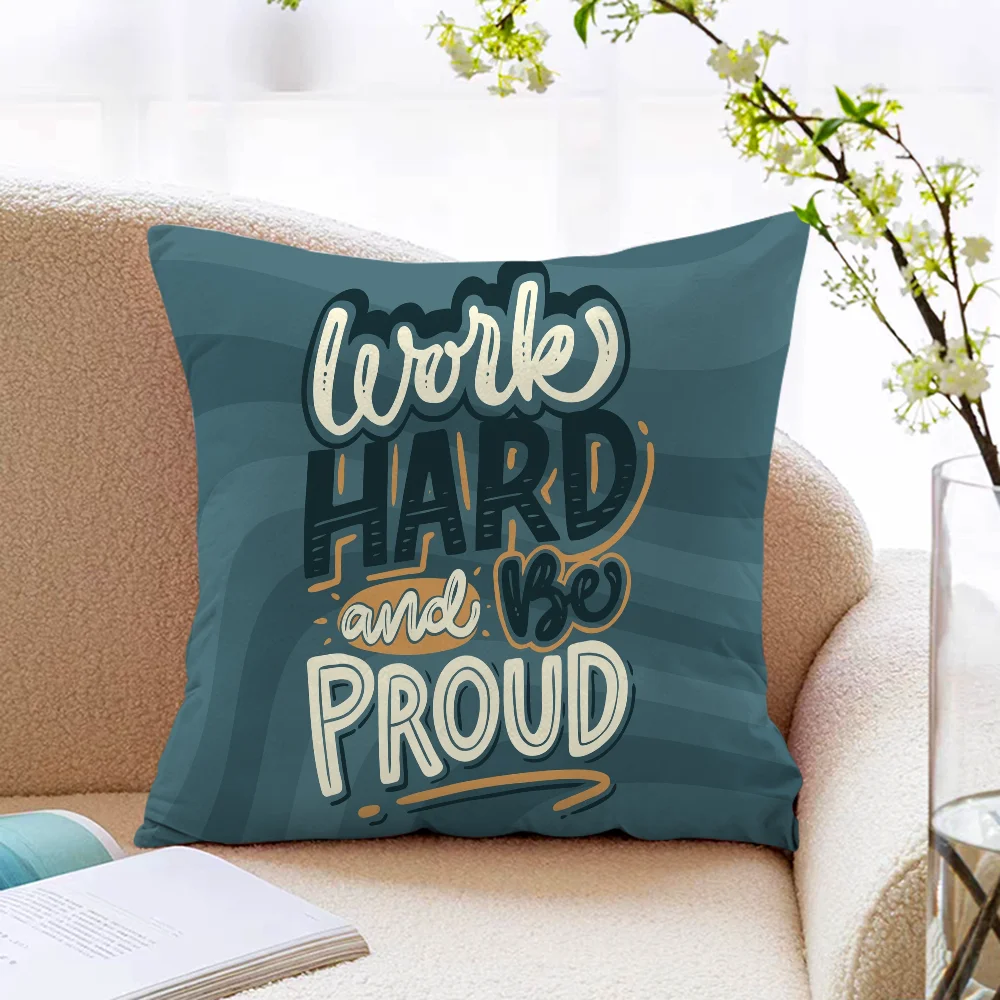 Lettering Quote Decorative Pillows for Sofa Cushions Covers Cushion Cover 40x40 Decoration Living Room Silk Pillowcase 50x50