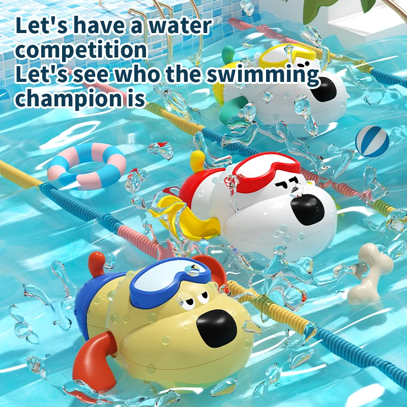 Children's Bath Time Fun Spring Winding Toy Water-loving Dogs Monkey Bathroom Plaything Interactive Bathtub Toy For Kids