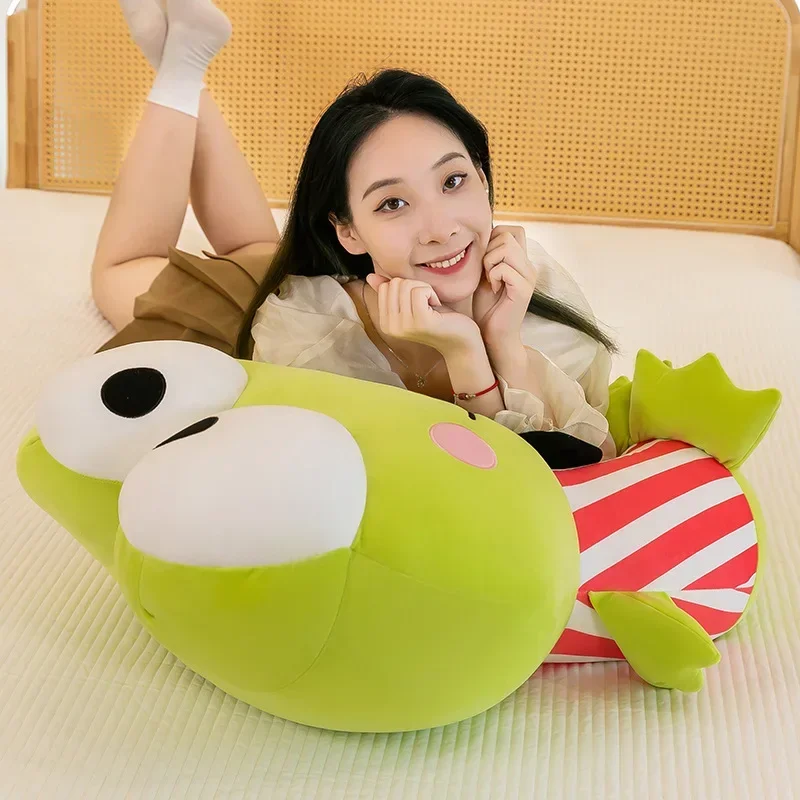 50cm Kero Kero Keroppi Sanrio juguete de peluche muñeco de peluche decoración de habitación Kawaii almohada para dormir decoración de coche juguete para niños regalo de cumpleaños