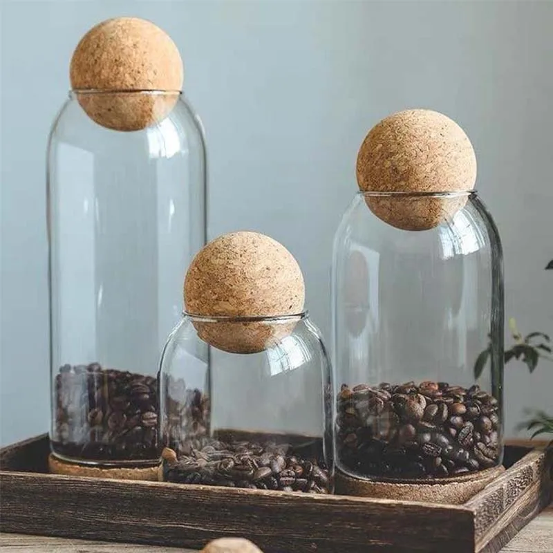 Glass Sealed Jar Kitchen Miscellaneous Grain Storage Jar Coffee Bean Transparent Glass Product Storage Jar