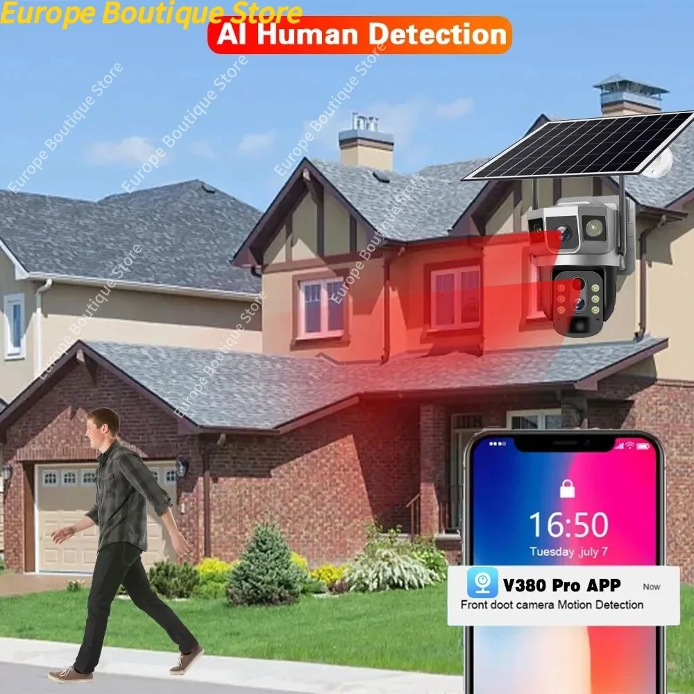 3 عدسة 10X التكبير تعمل بالطاقة الشمسية كاميرا تلفزيونات الدوائر المغلقة Vigilancia Wifi في الهواء الطلق حماية أمن الوطن الذكي كاميرات مراقبة الفيديو IP