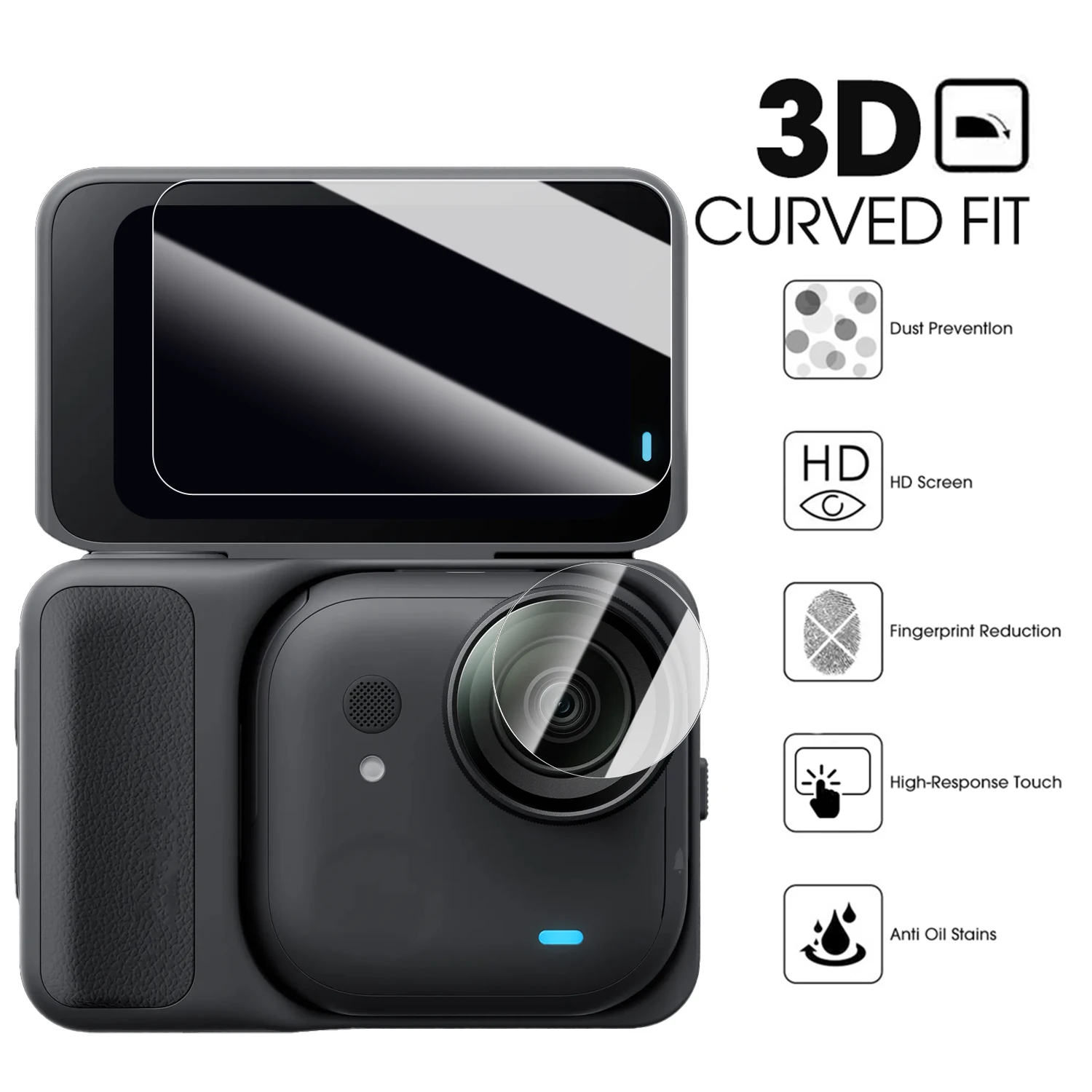 Tempered Glass Film for Insta 360 Go Ultra Screen Protector Anti-Scratch Camera Lens Film for GoUltra Sports Camera Accessories