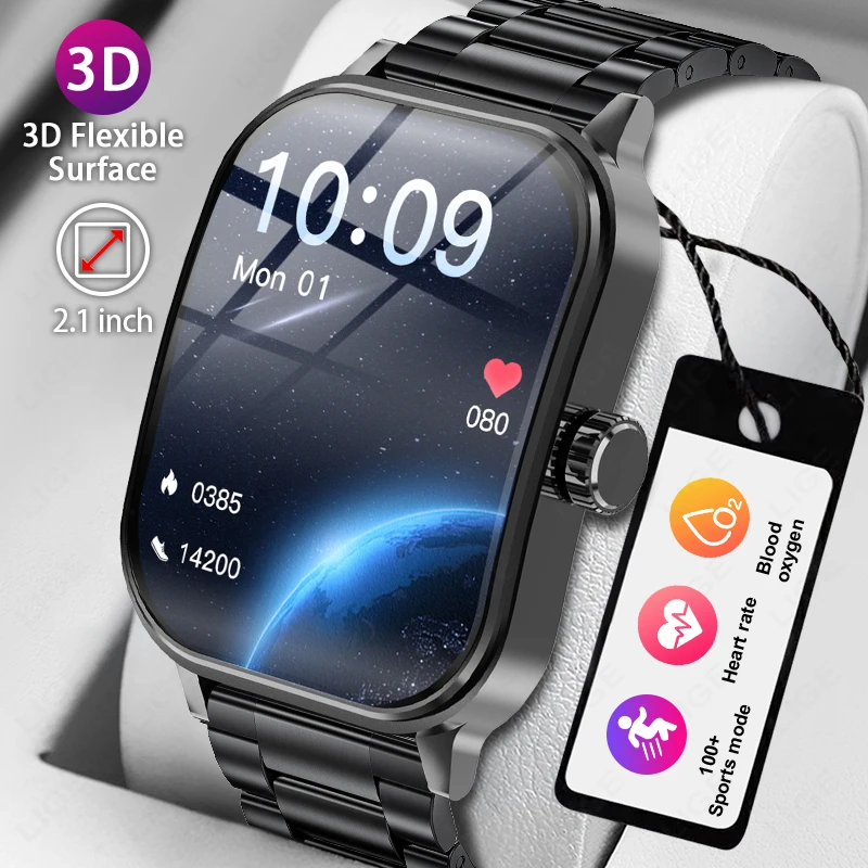 

LIGE 2.01" 3D Curved Screen Men Women BT Call Watches Sports Fitness Health Smartwatch Waterproof Music Weather Smart Watch 2024