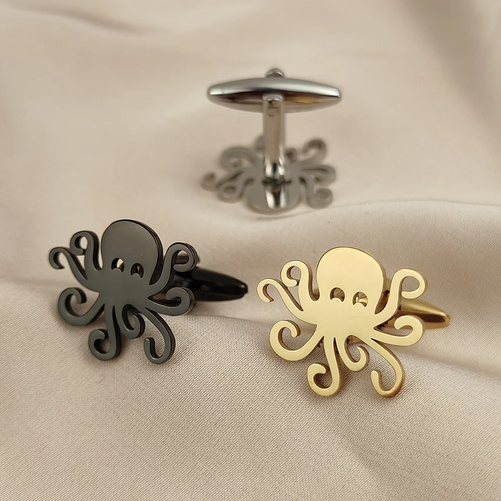 

Cufflinks for Mens Stainless Steel Octopus Cuff Links Men Jewelry Accessories Personalized Ocean Animal Pattern Buttons Gift