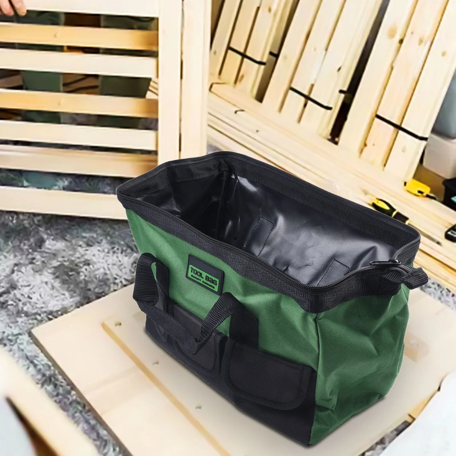 Electrician Tool Bag with Organized Internal Structure Supporting Wrench Socket Storage and On Site Tool Management