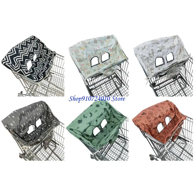 

77HD Lovely Pattern Baby Cart Sleeve Shopping Cart Cover Neutral Design Portable 2 In 1 Protector for Restaurants