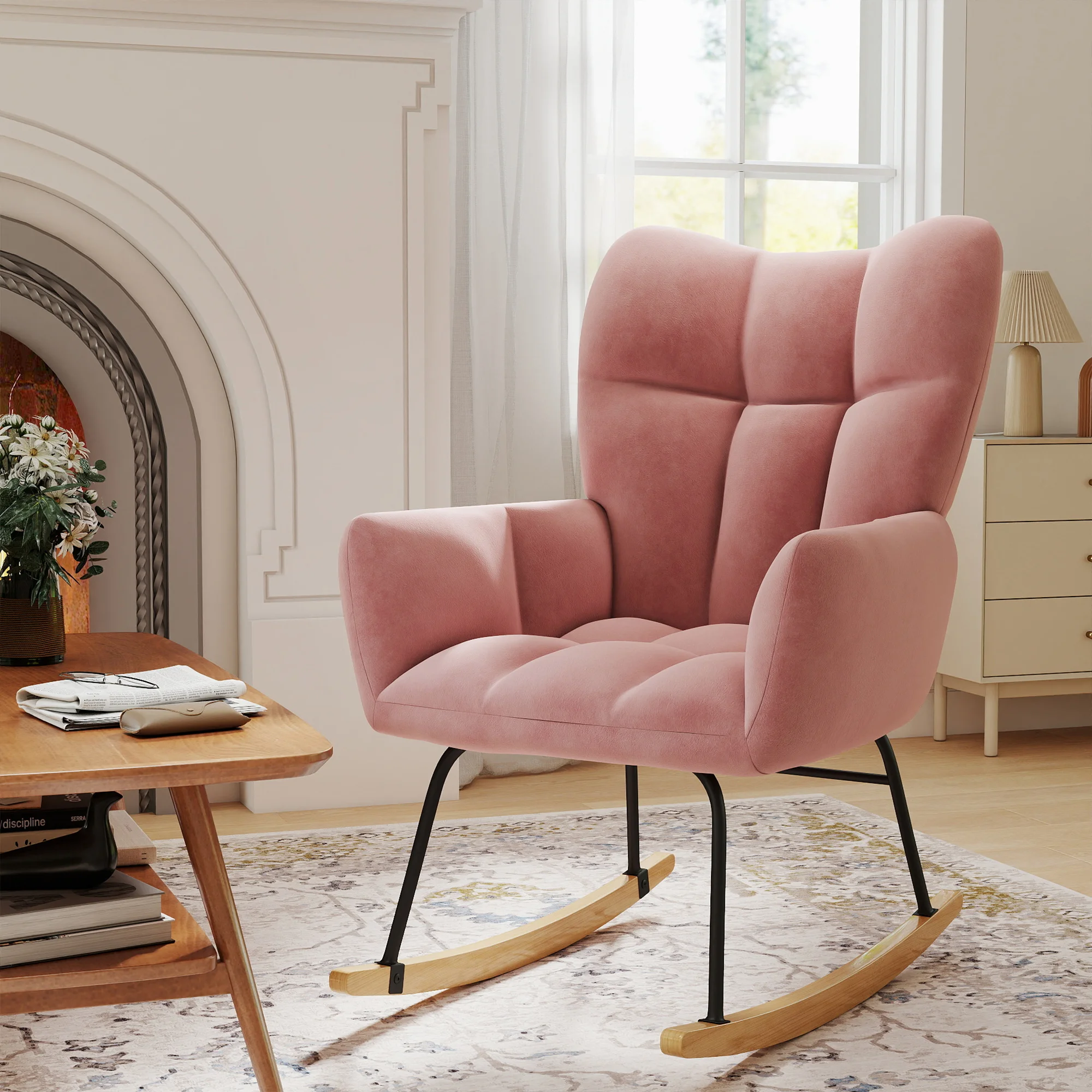 Baby Nursery Rocking Chair - TUAREX High Back Nursery Rocking Chair,