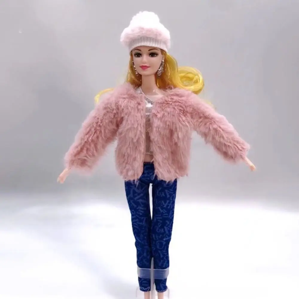 1 Set Fashion Casual 1/6 Poppenkleertjes Hoeden Handgemaakte DIY Meisje Cadeau Speelgoed Truien Broek Winterkleding Bontjas voor pop van 29 ~ 32 cm