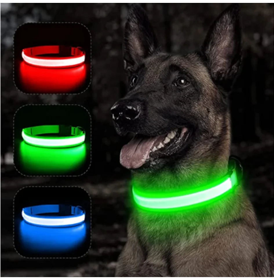 

USB Rechargeable Luminous Collar Adjustable Led Glowing Dog Collar for Large Small Dogs Cat Night Light Collar Pet Safety Harnes