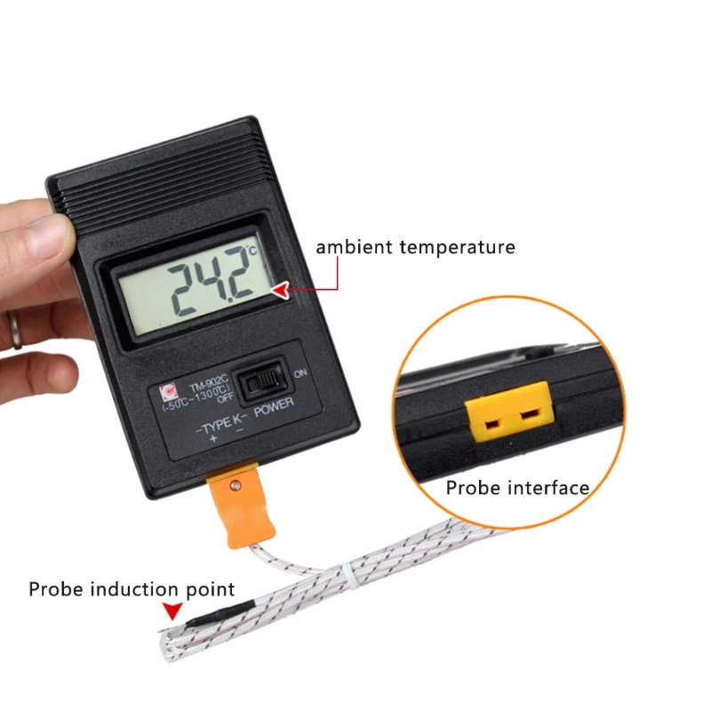 X37E TM-902C Portable Convenient Temperature Meter K Type LCD Digital Thermo meter Thermocouple Probe 1300