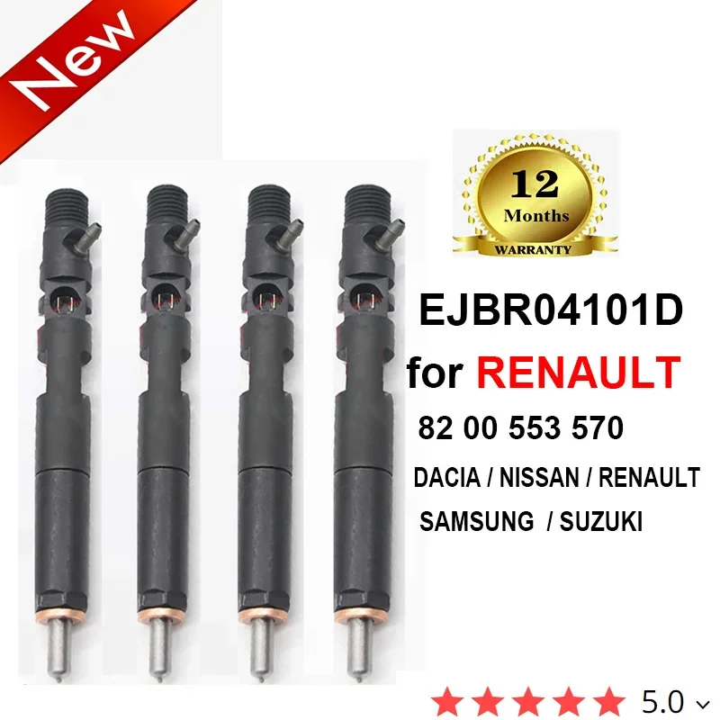 4PC Auto Fuel Injector EJBR04101D Injector Nozzle 82 00 553 570 8200553570 for RENAULT DACIA SAMSUNG SUZUKI NISSAN Euro 4