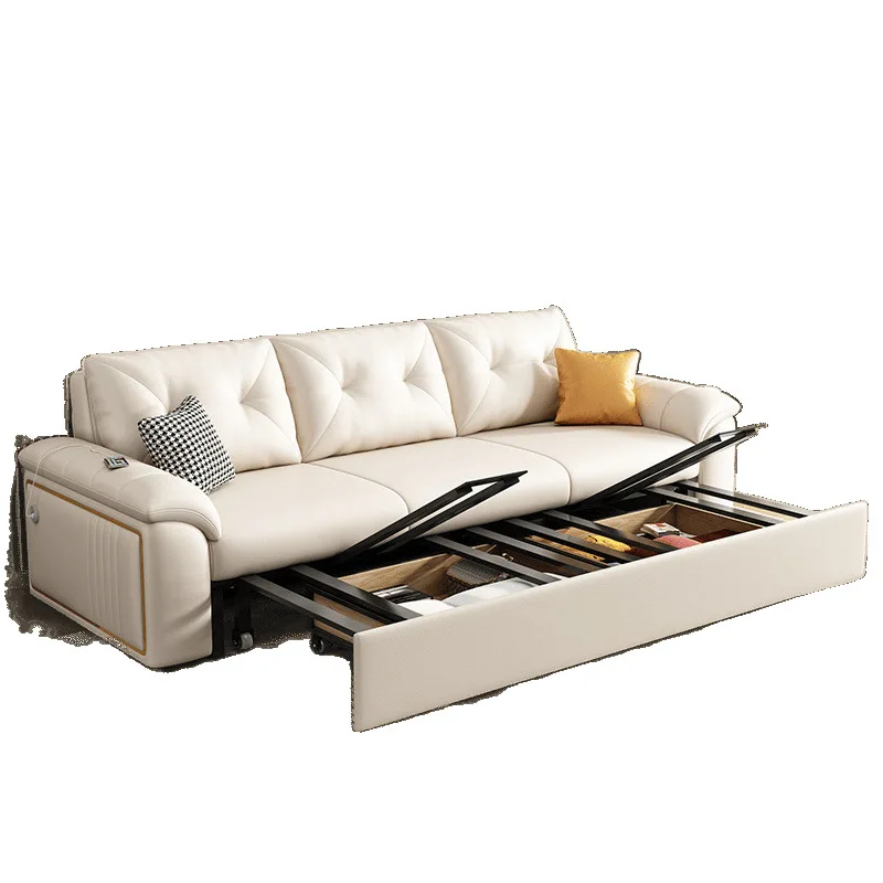 2025 أريكة سرير المشاهير على الإنترنت الجديدة شقة صغيرة فرنسية رومانسية كريمية الرياح الجلوس والاستلقاء قابلة للطي ذات غرض مزدوج