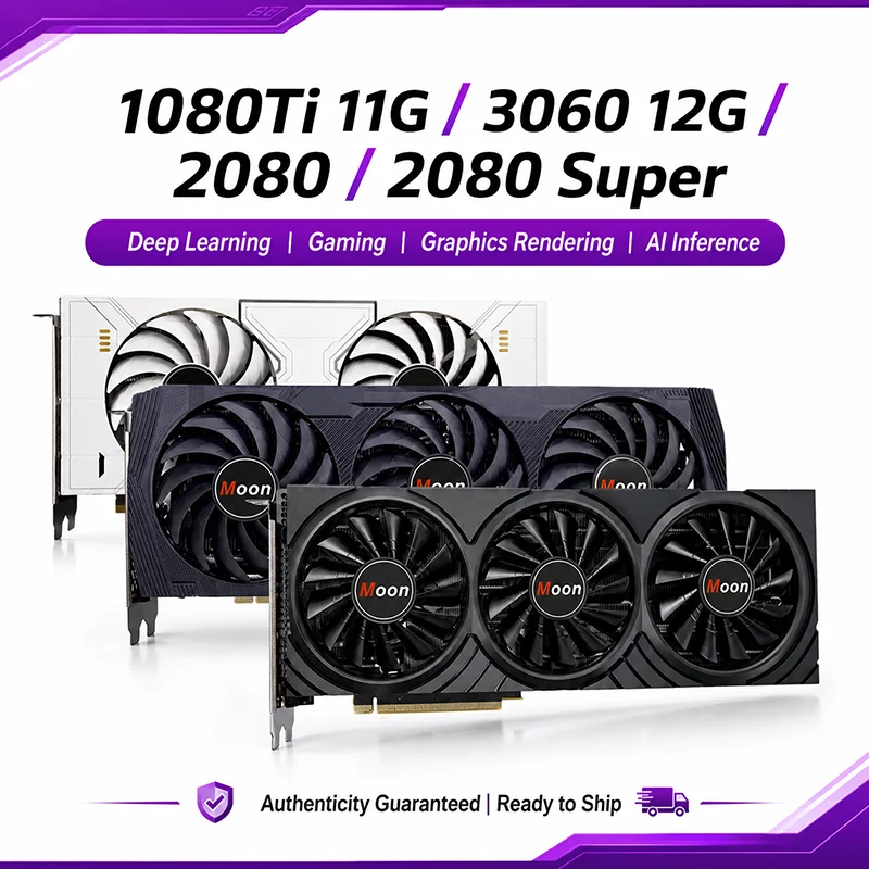 Carte graphique RTX 3060 12 Go GTX 1080 Ti 11 Go pour l'entraînement de modèles d'apprentissage profond IA, le jeu, le rendu et les stations de travail GPU