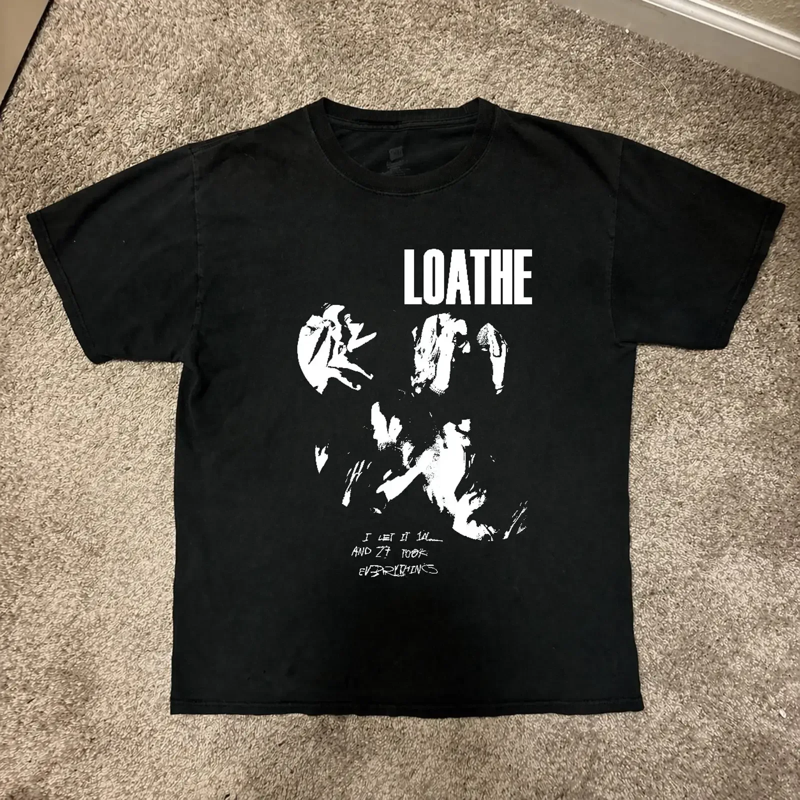 Vintage Loathe Band Music Lover Black Cotton T Shirt Full Size vintage Washed Versatile Unisex Slightly Comfortable fashion