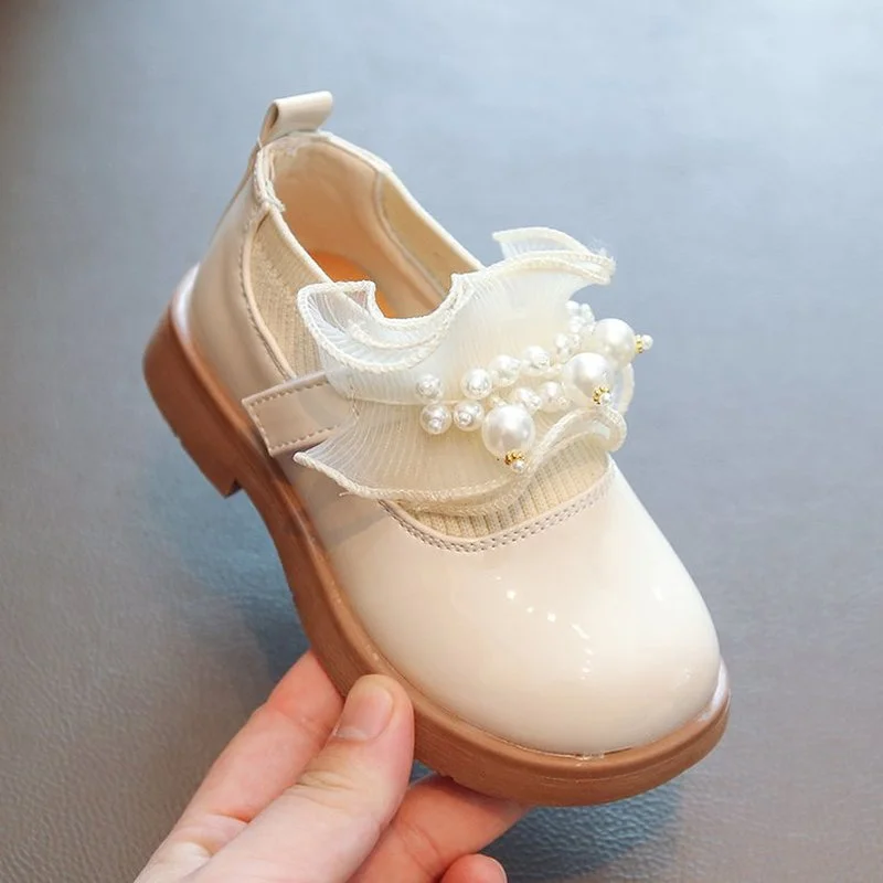 Free Shipping Patent Leather Princess Autumn Mary Jane Shoes for Girls Shoes 2022 Pearl Kids Children\'s Shoe Due To Small Girls