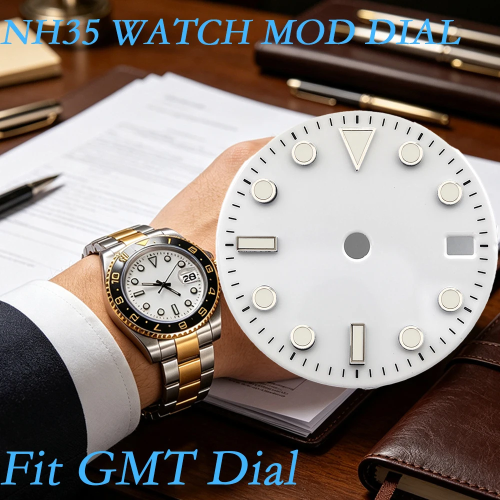 

NH35 Dial GMT Watch Dial 28.5MM GMT Dial For NH Series Movement BGW9 Luminous Single Calendar Dial Accessory Replace Partal NH34