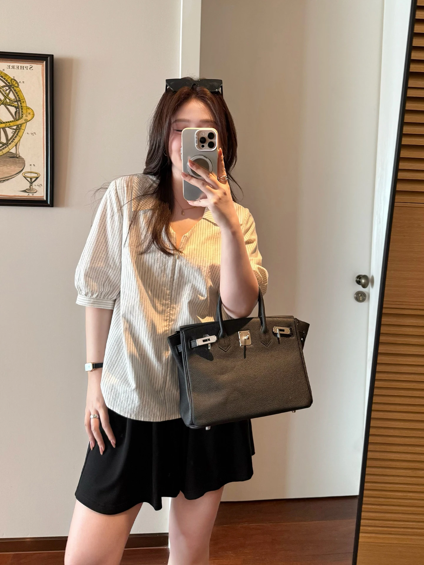 

plus Size Women's Striped Linen Shirt Korean Style V-Neck Casual Comfortable Breathable Loose Fit Long Sleeve Daily Wear