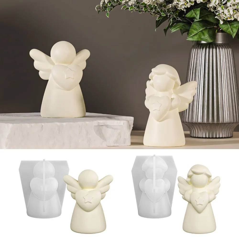 Heart Wings Angel Silicone Scented Candle Mold DIY Girl Sculpture Gypsum Home Decor Handmade Human Resin Mold for Birthday Gifts