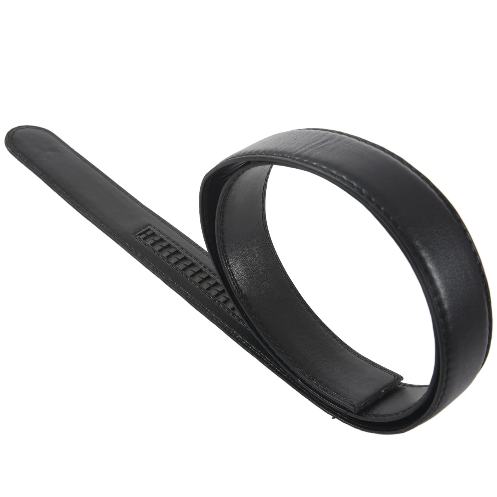 【coming】  2X Luxury Men's Leather Automatic Ribbon Waist Strap Belt Without Buckle Black