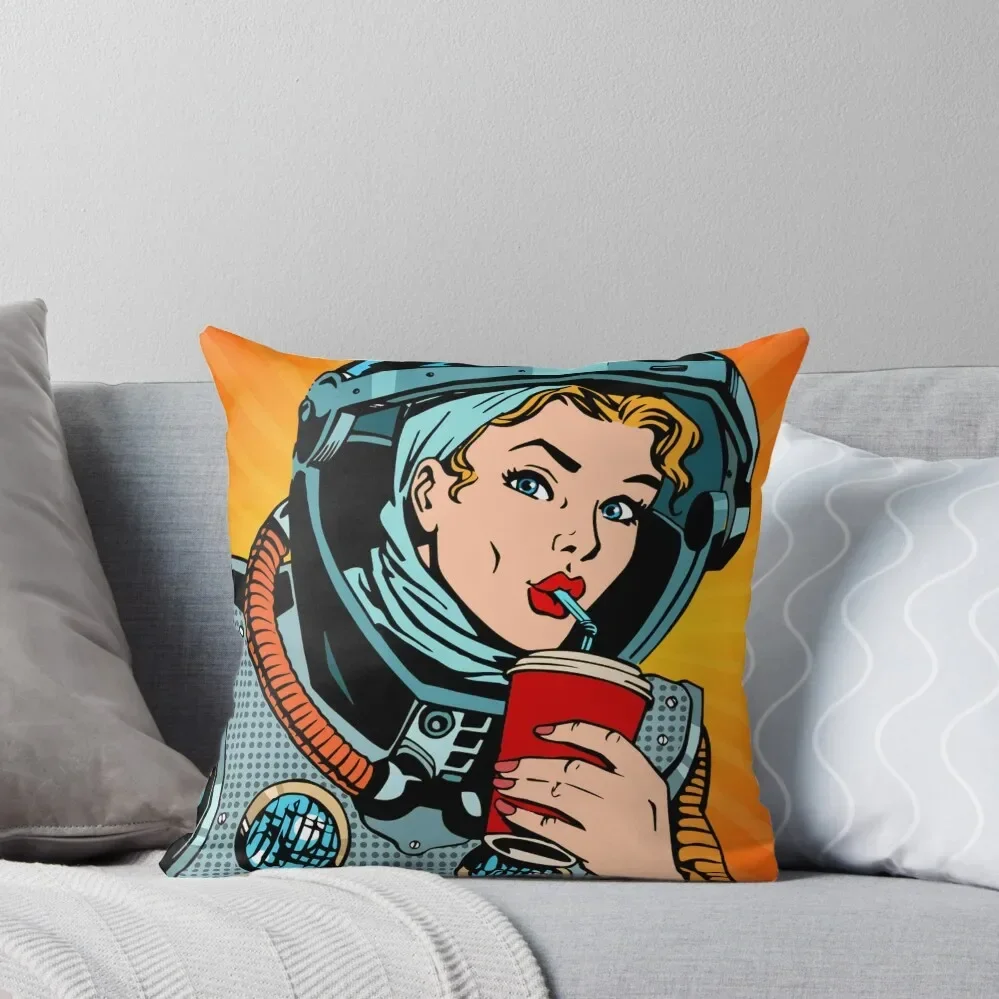 Astronaut Pop Art Girl (Plasma) Throw Pillow Sofa Covers For Living Room Cushion Child Pillow