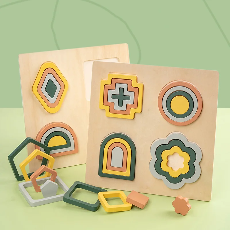 

1 шт., детская деревянная доска-головоломка, развивающая игрушка для раннего обучения, распознавание цветов и форм