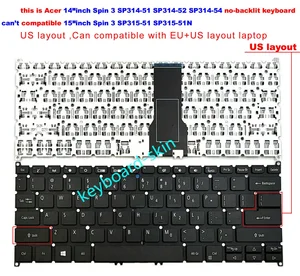 Новая английская клавиатура без подсветки для ноутбука Acer 14 дюймов Spin 3 SP314-51 SP314-52 series