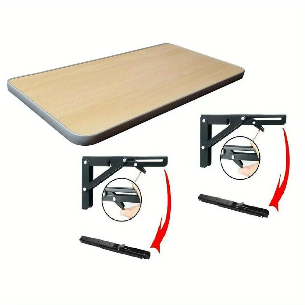 2pcs Stainless Steel Space-Saving Folding Bracket Table Shelf for Campervan, Motorhome, Caravan