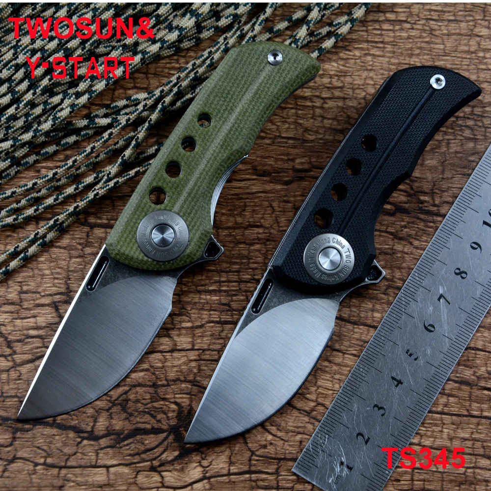 

TWOSUN Y-START EDC Pocket Folding Knife D2 Blade Ball Bearing Washer Linen Handle Flipper Outdoor Camping Hunting Tool TS345