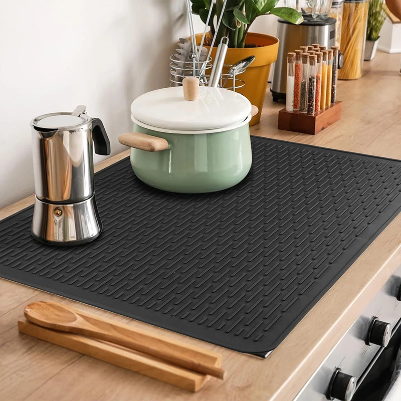 Protector de Silicona para Placa de Cocina, 9 Pulgadas, Negro - Alfombrilla Extra Grande para Estufa Eléctrica, Vitrocerámica y Horno