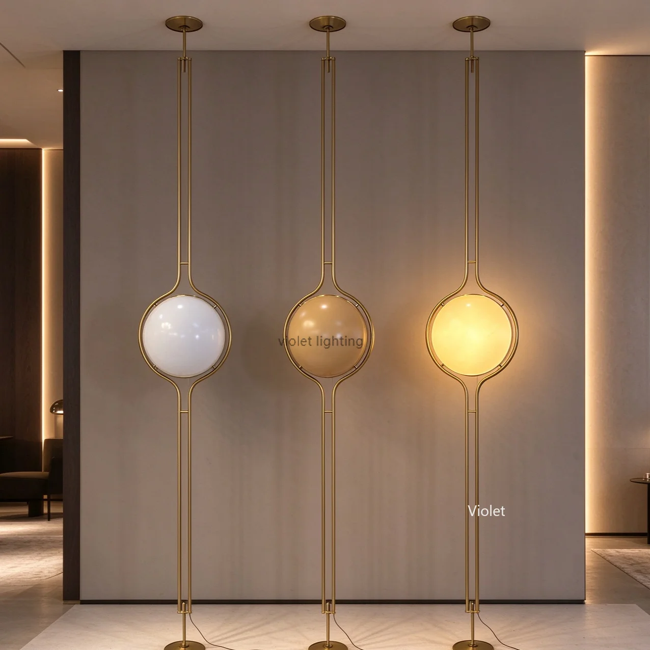 Golden Indoor Floor Lamp Pendant Light Acrylic Ball Floor Light Living Room Hotel Sofa Decor Lamp Height Adjustable Customized