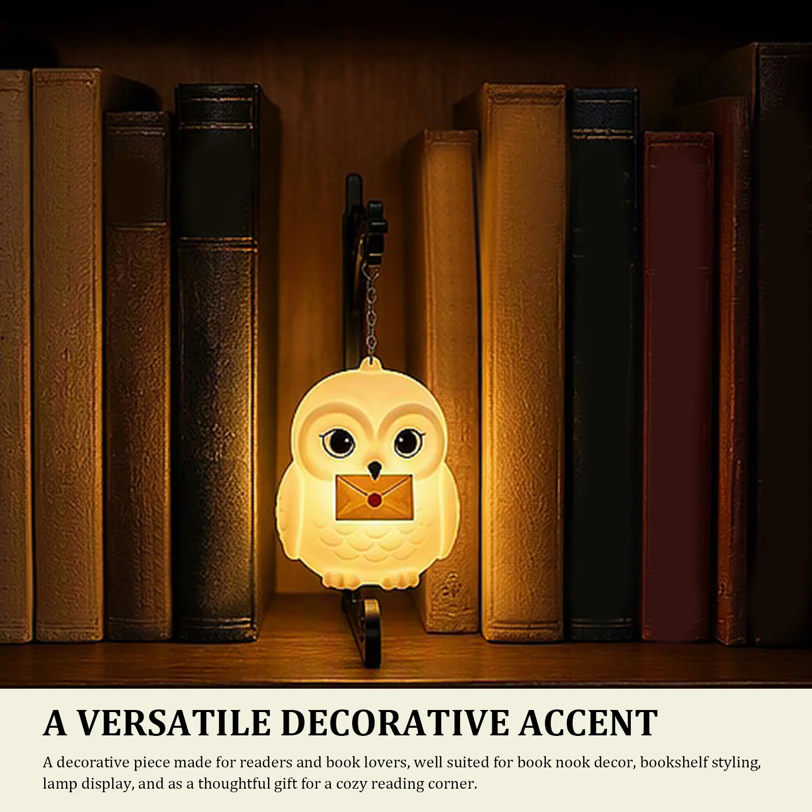 Owl Hanging Bookshelf Decorative Light Iron Art Bookend Reading Corner Home Library Bedroom Study Office Gift