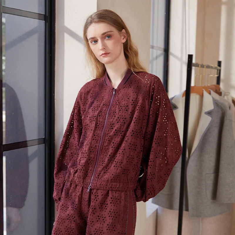 

Pop K1454L Свободный 100% хлопок с воротником-стойкой, дышащий и удобный топ с вырезом, женская весенне-осенняя блузка с двойной молнией