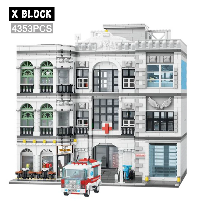 

4953pcs Creative Expert Modern Hospital Modular City Architecture Building Bricks Blocks Model Street View Set Kid Toy Boys Gift