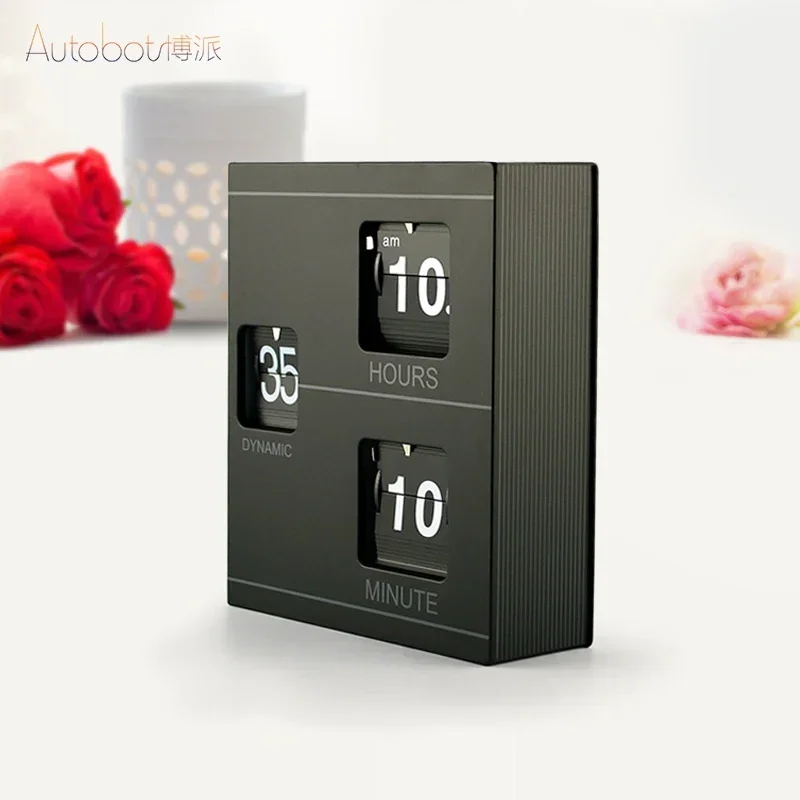 Retro Book Flip Clock Digital Table Clock Bedroom Desk Watch Black And White Creative Clocks Birthday Gift Horloge Home Decor