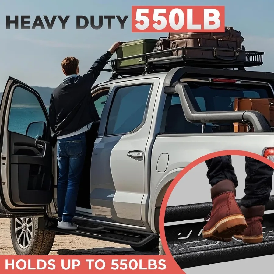 لوحات الجري المتوافقة مع 20152025 تشيفي كولورادو جي إم سي كانيون كابينة 4 أبواب كاملة الحجم من الفولاذ الكربوني خطوة جانبية Ra