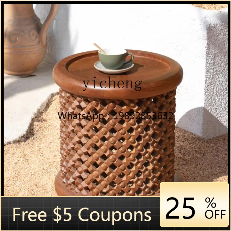 

J1 wabi-sabi wind carving solid wood living room small apartment coffee table creative log corner table