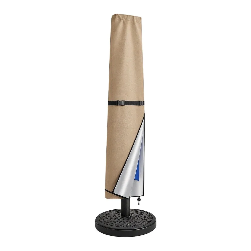 Zippered Patio Umbrella Cover with Integrated Support Rod Designed for Tall Freestanding Umbrellas 94.5 x 22.5 in