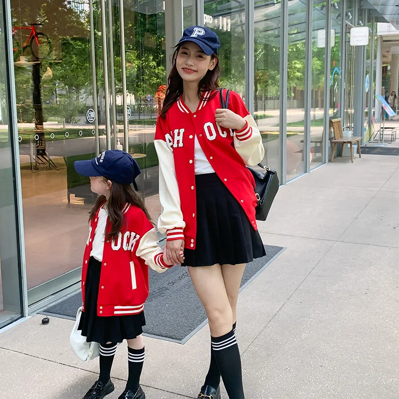 

Parent-child autumn clothing 2022 new coat mother-child mother-daughter clothing children's autumn casual baseball uniform