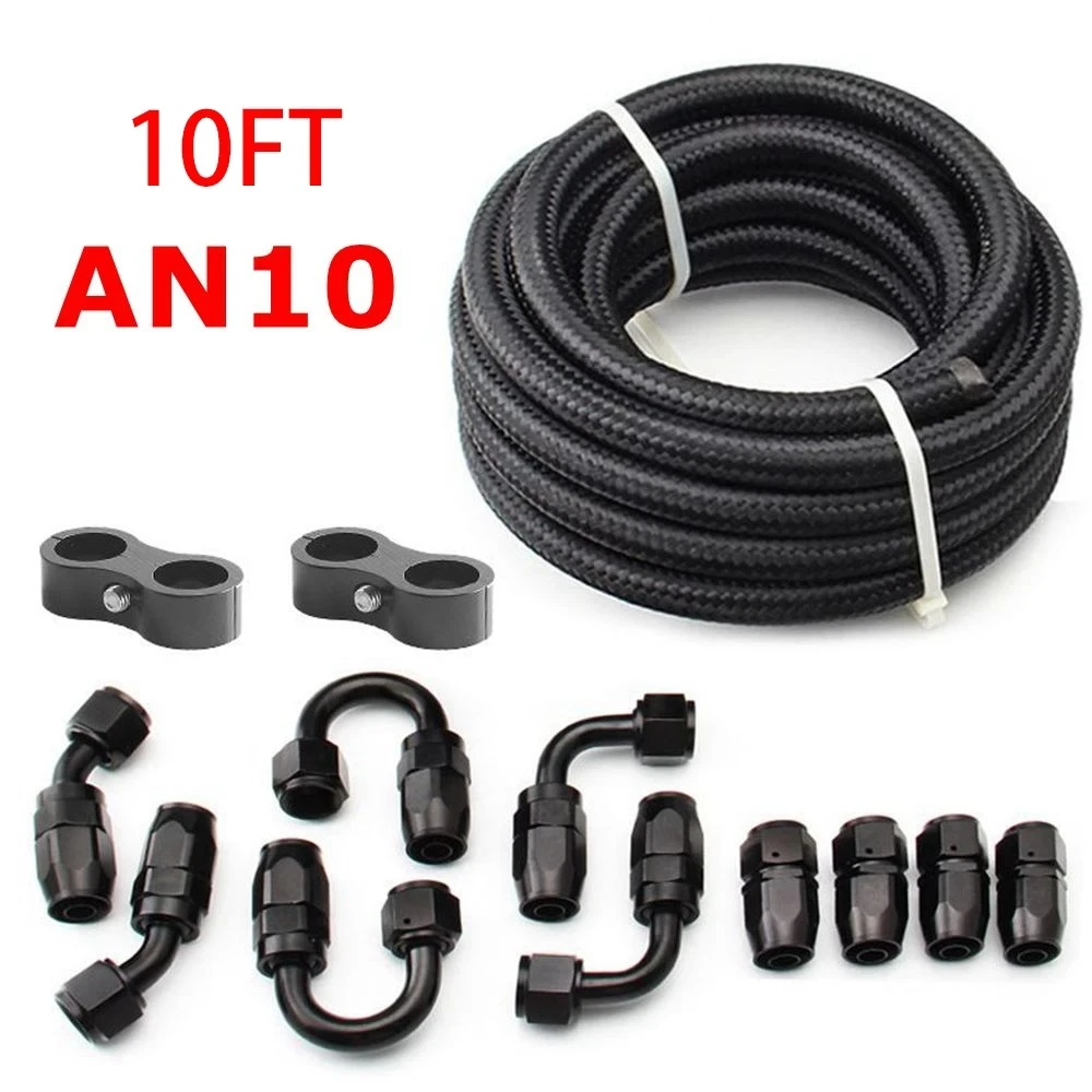 3M AN6/AN8/AN10 CPE Olie Brandstof Fittingen Slanguiteinde 0 + 45 + 90 + 180 Graden Olie Adapter Kit AN6 Gevlochten Olie Brandstofslang Lijn Met Klemmen - afbeelding 1