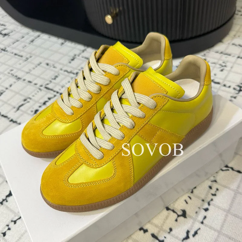 New Color Blocking Flat Shoes With Round Toe Tie Up Sneakers Spring Autumn Daily Versatile Walking Shoes Casual Shoes Unisex