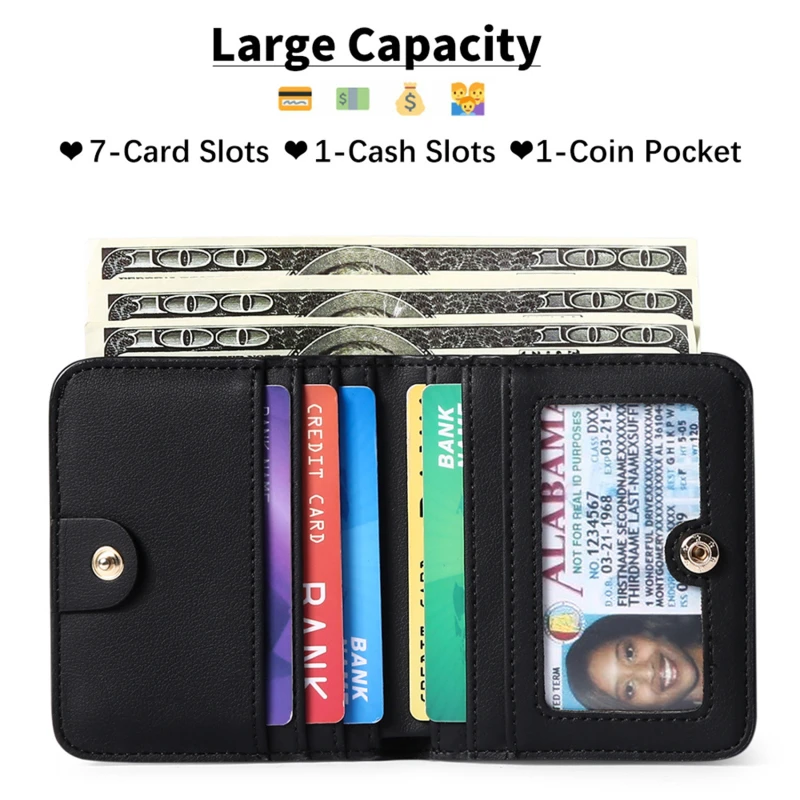 Small Wallets Solid Colour Women Girl Credit Card Holder Case PU Leather Coin Purse Female Wallet Short Purses Exquisite Wallet