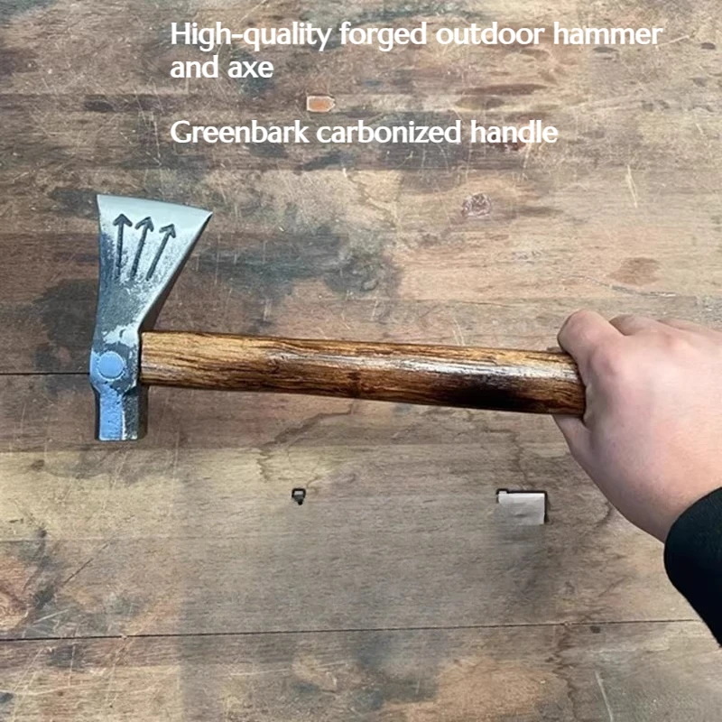 All-steel Forged Outdoor Hammer and Axe Portable for Camping Emergency Survival Self-defense Equipment