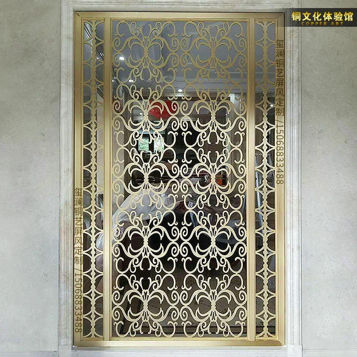 Decorative New Chinese Entry Screen Partition Hollow Grille Living Room Small Apartment Light Luxury Porch Shielding Barrier