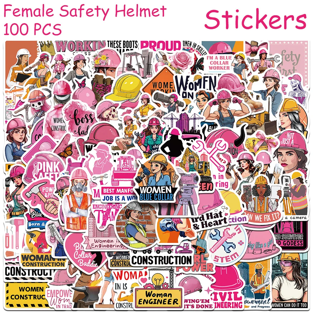 50/100pcs Cartoon Female Safety Helmet Stickers Decals For Phone Laptop Scrapbook Luggage Helmet DIY Graffiti Aesthetic Stickers