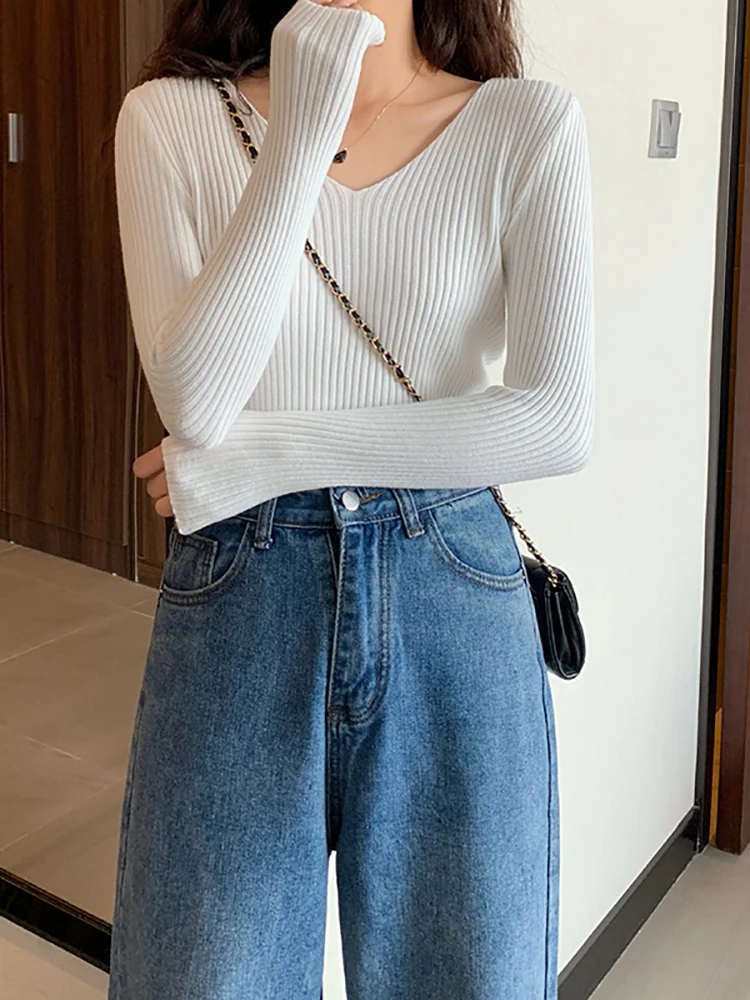 2026 Basic O-neck Solid Autumn - огляд і ціна Ribbed Knit Sweater