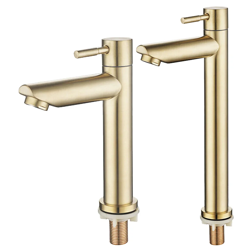 Antique Design Bathroom Basin Tap Vintage Brushed Gold Cold Faucet SUS304 Stainless Steel Anti Leakage Performance