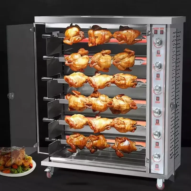 Automatic Gas Charcoal Grill for Outdoor Restaurant Use 220V 380V CE Certified Large Capacity Serving 24-30 People BBQ