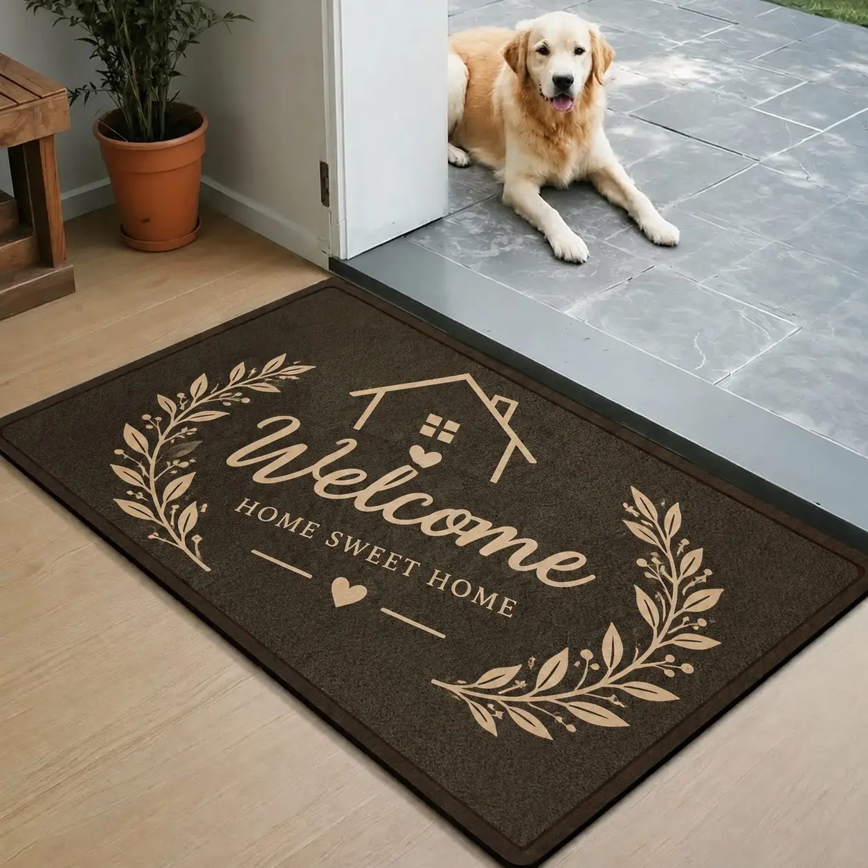 Non-Slip Diatom Mud Square Doorway Rug, Water Absorbing Mat with Rubber Base for Bathroom and Toilet