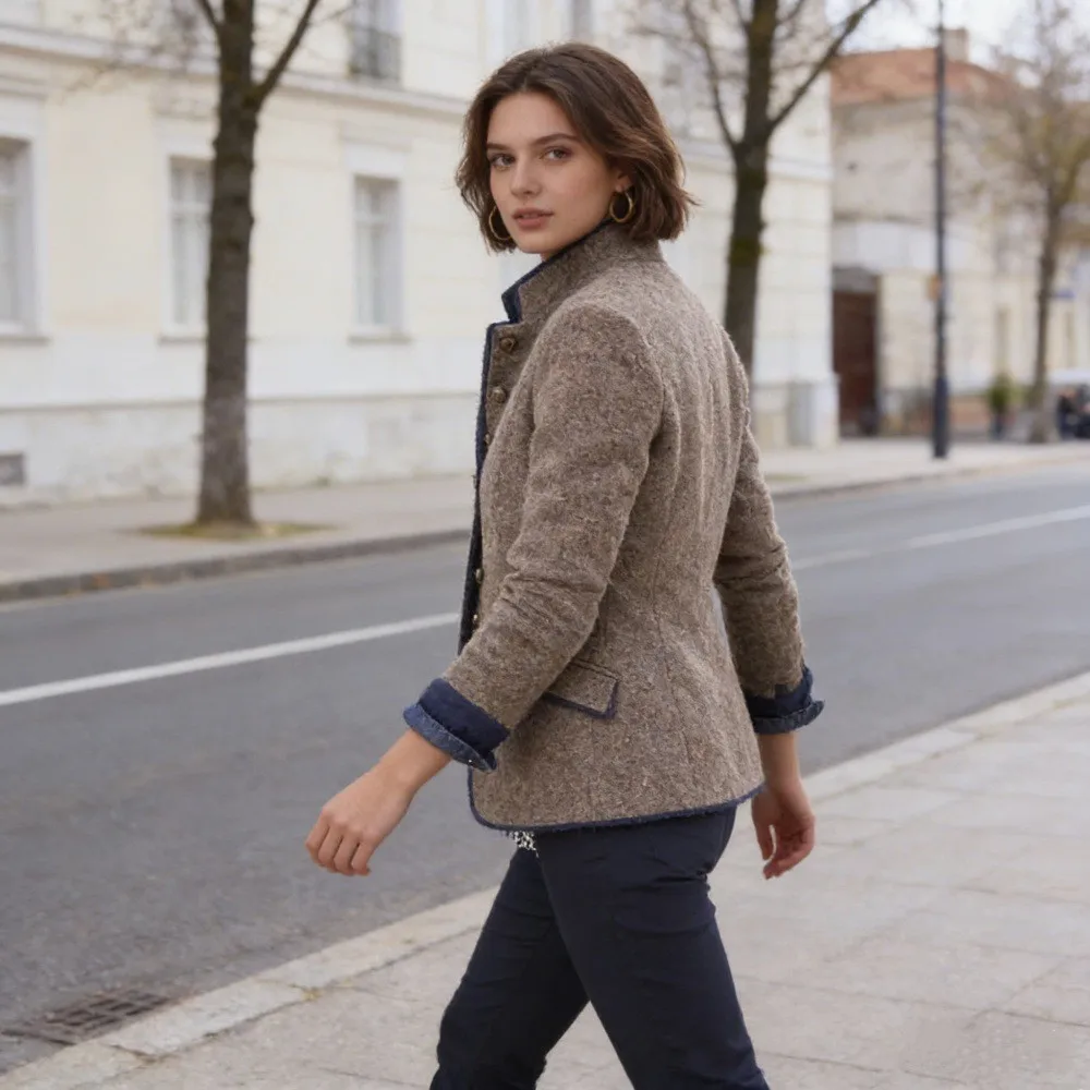 V Neck Loose Fit Coat Mid Long Length Commuter with Medium Weight Elegant Commuter Long Sleeve Spring Arrival Women Jacket