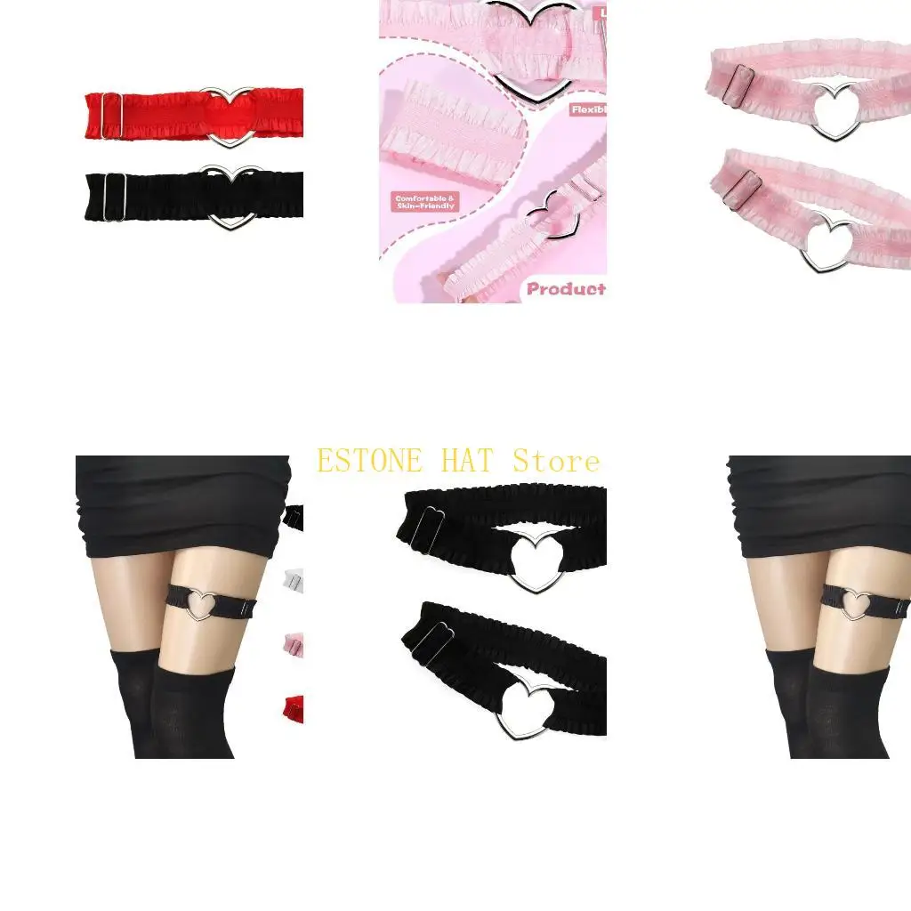 49MF Versatile Lace Ruched Thigh Garter for Cosplay and Music Festivals Photo Props